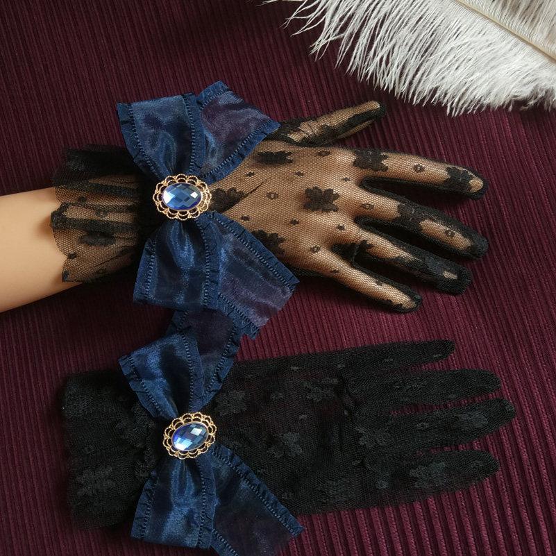 Lolita Original Hand Sleeves Bow Pearl Lace Gloves Gorgeous Elegant Party Hand Sleeves Summer Gloves