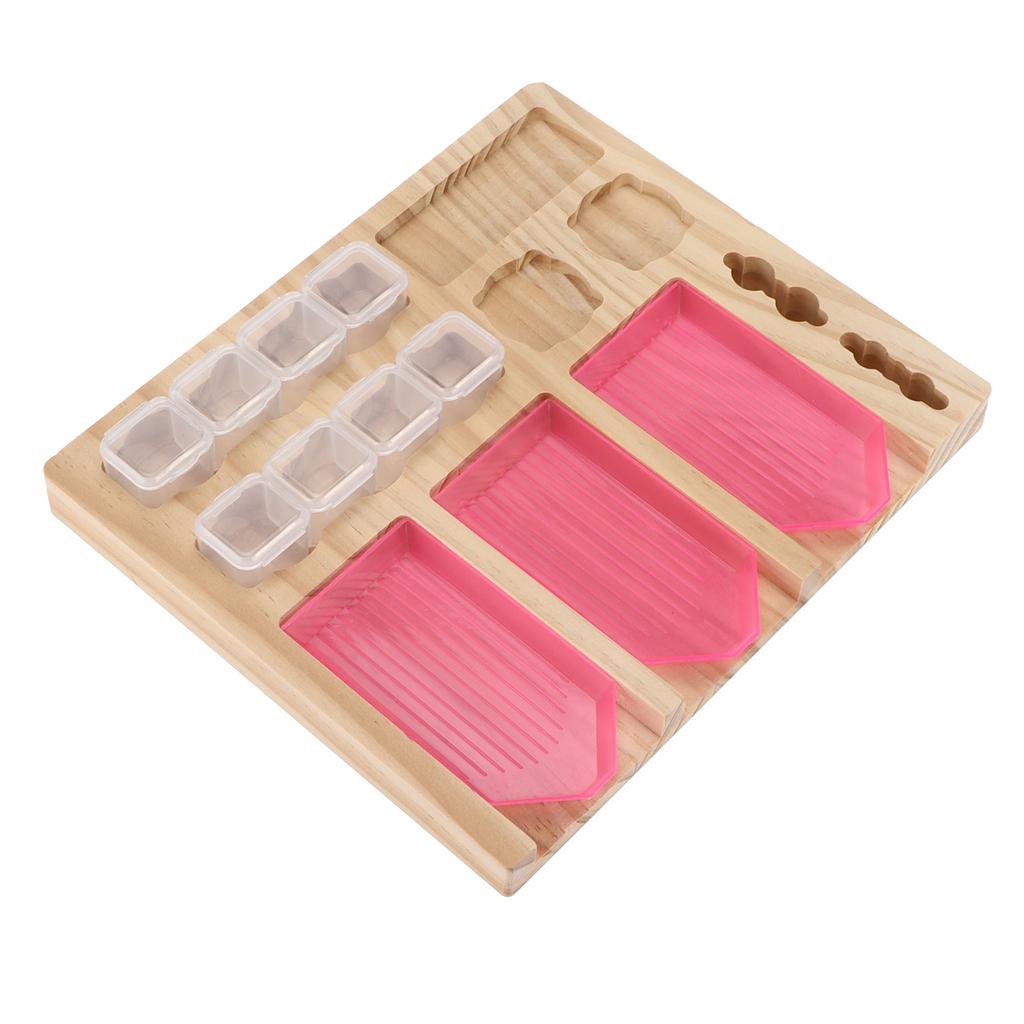 Rhinestone Tray Short Pink Crystal Plate DIY HandMade Storage Rack Combination Set