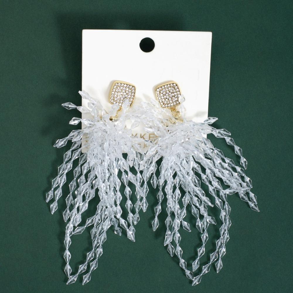 

Women s Accessories Tassel Earrings Bridal Jewelry Beaded Crystal Earrings Party білий