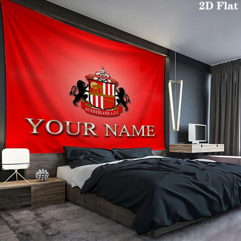 Sunderland A.F Custom Name Wall Tapestry Aesthetic Wall Hanging Printed Fabric Blanket Decorative Tapestries for Bedroom Living Room Home Decor