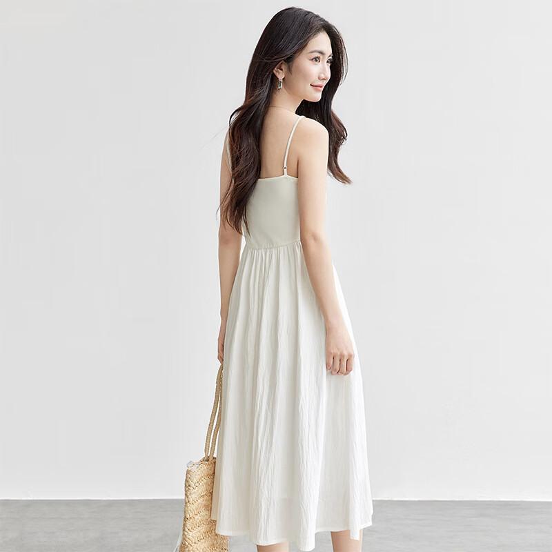Sentubila Women's Summer Slim Fit White Cotton Blend A-Line Casual Sleeveless Dress