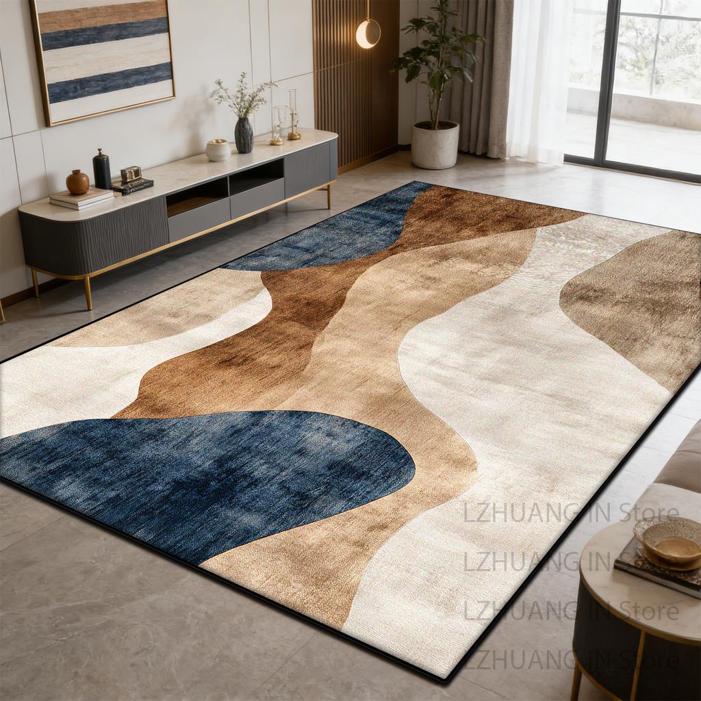 Warm Brown Rice White Modern Fluffy Living Room Rug Home Decoration Luxury Antiskid Carpet Large Area Easy Clean Soft Floor Mats