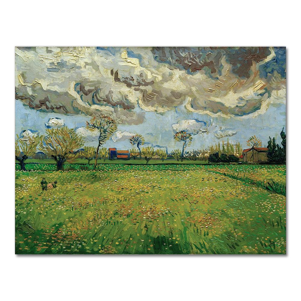 Żniwa w La Crau Van Gogha Krajobraz Obraz Olejny Reprodukcje na Płótnie Plakaty i Reprodukcje Obraz Ścienny do Salonu