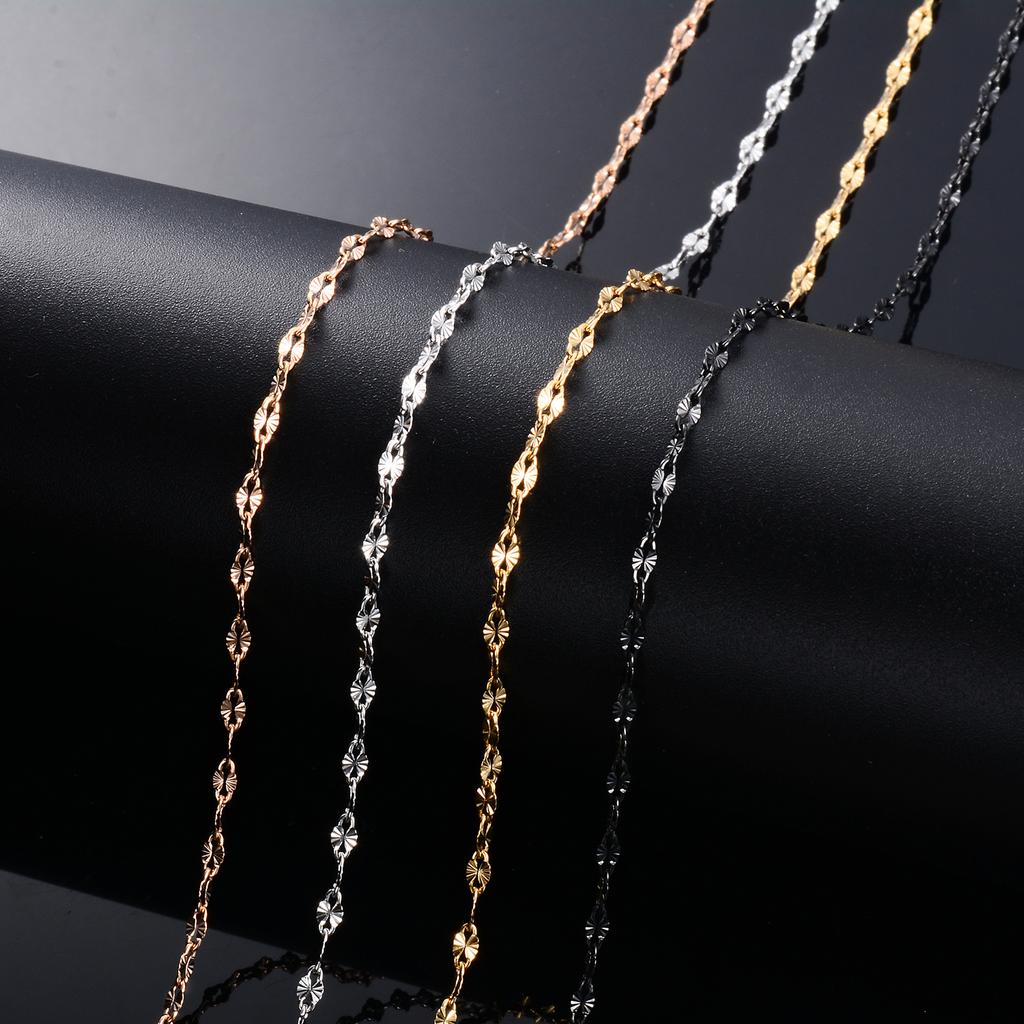 Yadreva Lip Embossed Chain 2.5mm Thin Stainless Steel Necklace Handmade Link Waterproof Jewelry Accessories