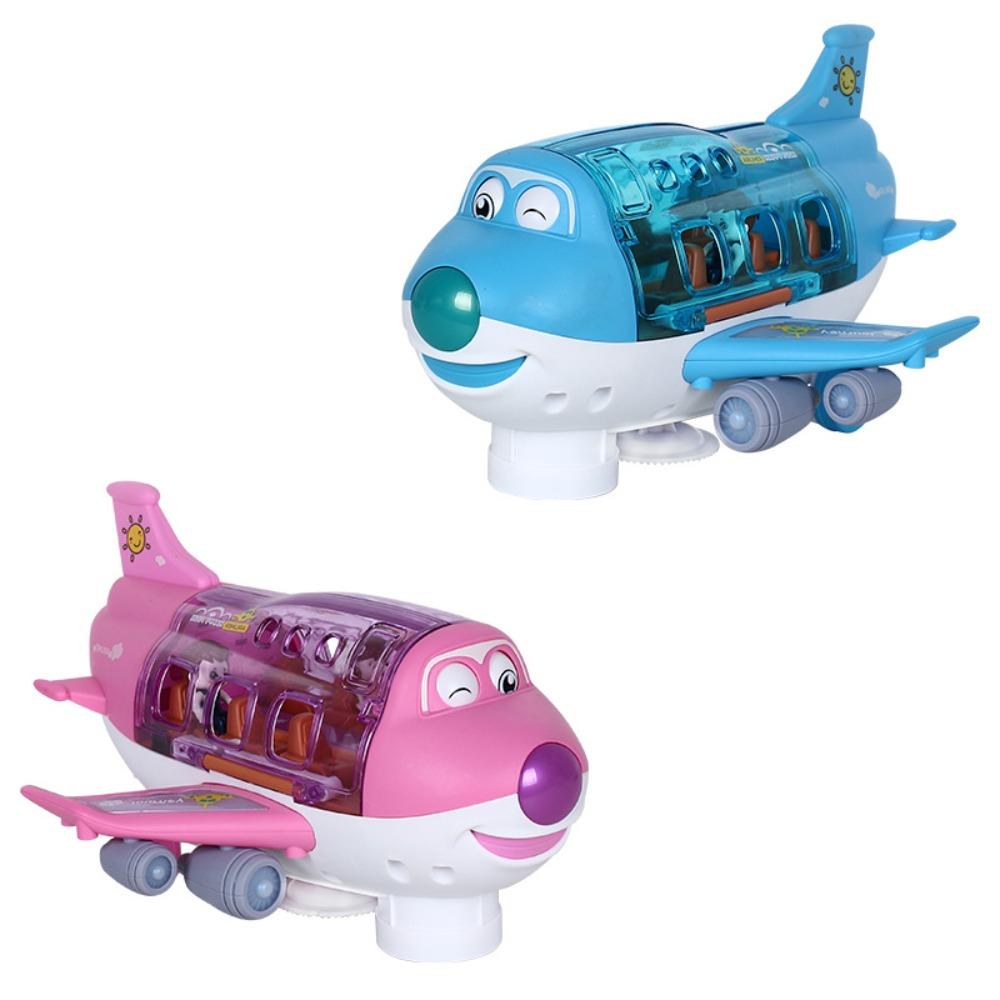 Electric Toy LED Lights Music Airplane Toys Blue/Pink Aircraft Toy LED Plane Model Birthday Gift