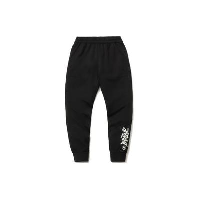 Li Ning Badfive Sports Basketball Series Letter Print Knitted Breathable Cuffed Pants Women Pants Black AKLR156-1