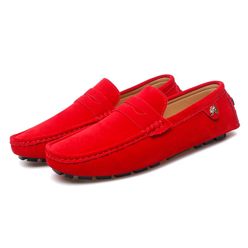 Comfortable Slip-on Driving Shoes Classic Suede Leather Men's Loafers Soft Bottom Male Moccasins Handmade Color Dress Flats