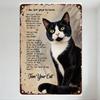 Vintage Tuxedo Cat Metal Sign with Handwritten Poem 'I AM NOT YOUR TURNING' - Rustic Black & White Cat with Green Eyes Tin Wall