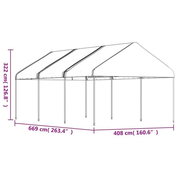 VidaXL Belvedere with White Roof 6.69x4.08x3.22 M Polyethylene, Party Tent, Marquee, Awning Shelter, Pavilion, Tent 3155511