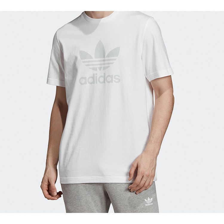 Adidas Originals Trefoil Logo Sports Short Sleeve T-Shirt Men Tops White FK1355