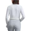 FILA Golf Series Casual Sports Simple Knitted Long Sleeve Polo Shirt Women tops Jade-White A11W545212FWT