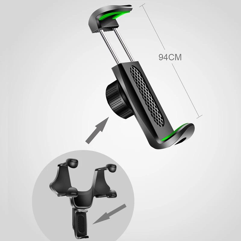 Car Rear View Mirror Phone Holder Interior Mobile Phone Stand Rearview Mirrors Car Phone Cradle Support for GPS Cell Phone Mount