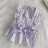 Summer Striped Bows Pet Dresses Small Dogs Breathable Dog Clothes Cute Soft Cat Puppy Clothes