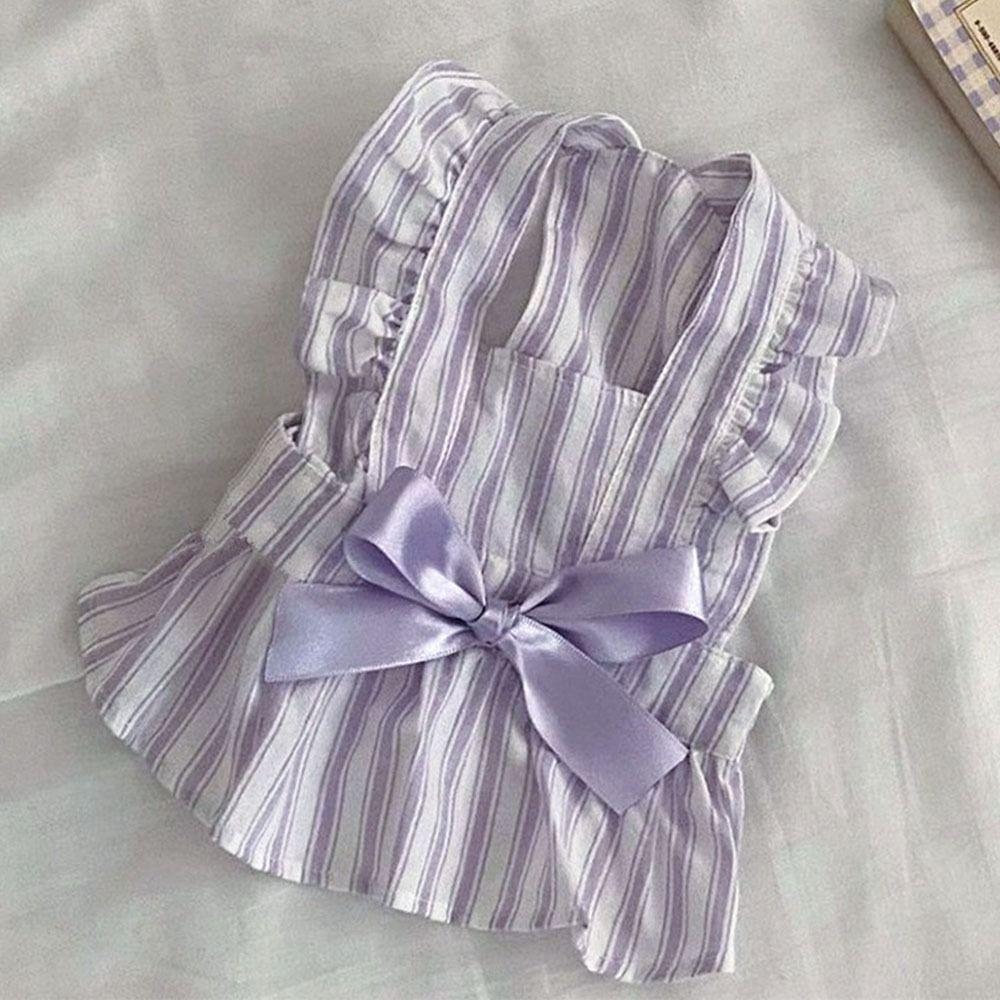 Summer Striped Bows Pet Dresses Small Dogs Breathable Dog Clothes Cute Soft Cat Puppy Clothes