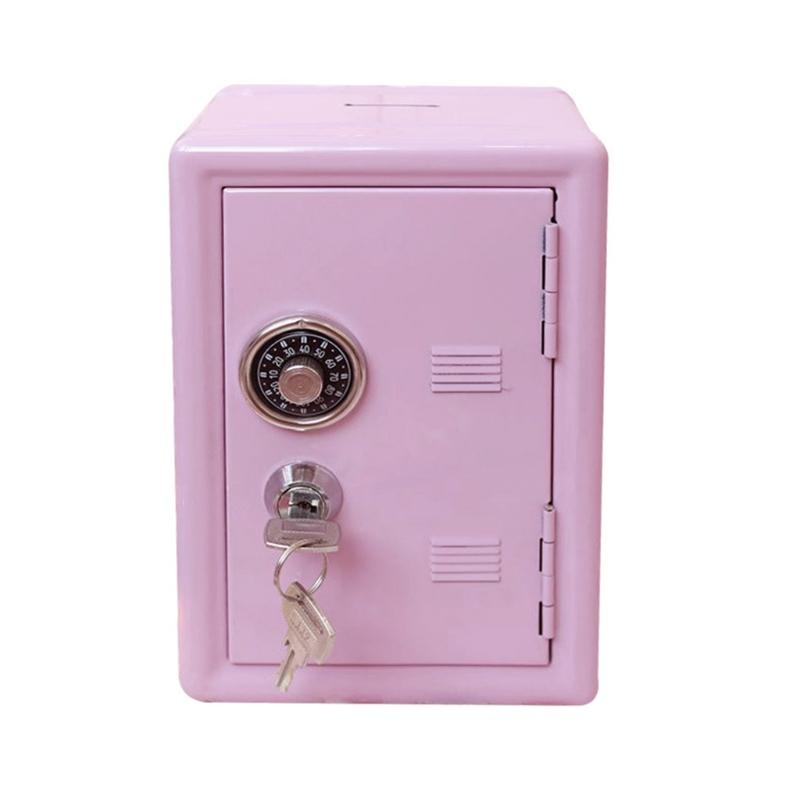 Mini Metallmyntskåp med Nycklar Barn Pengarspargris Säkerhetsbox X3UC