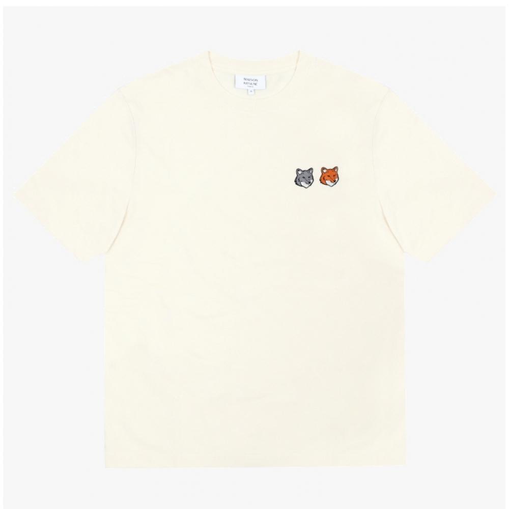 Maison KiTsune Men Double Fox Head PaTch ShorT Sleeve T shirT Om011cfkj7025 P702