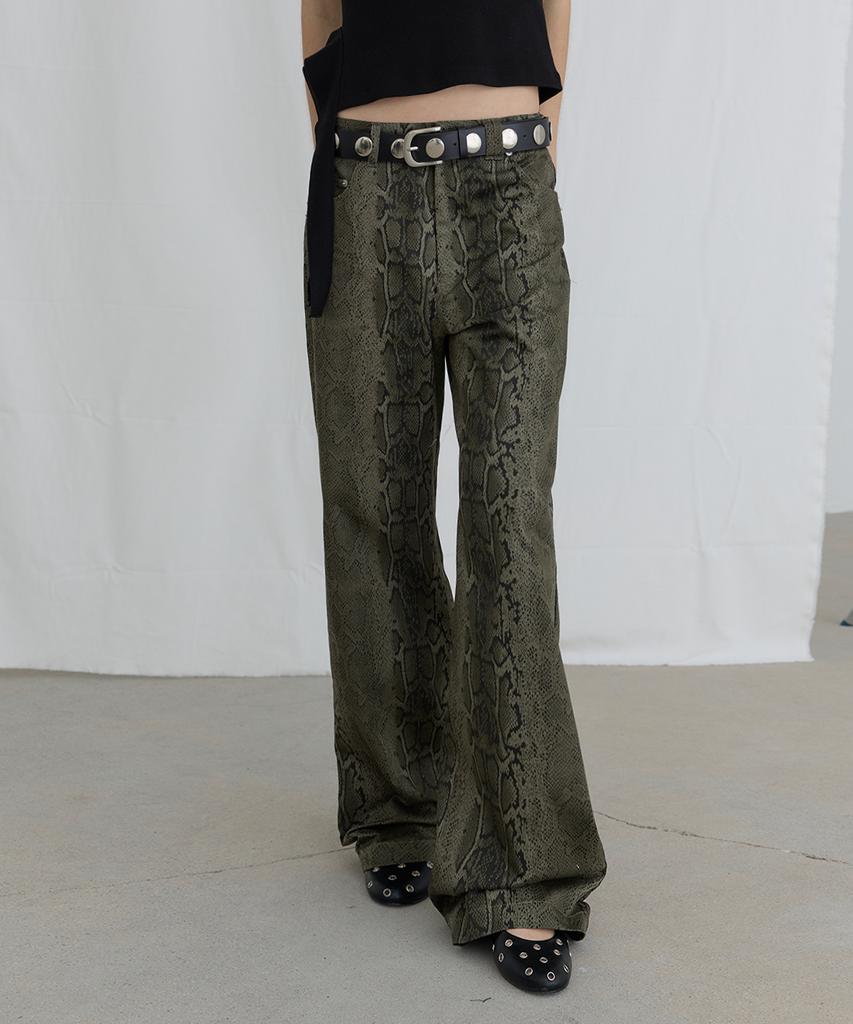 Odeseu Snake Effect Cotton Pants - Khaki