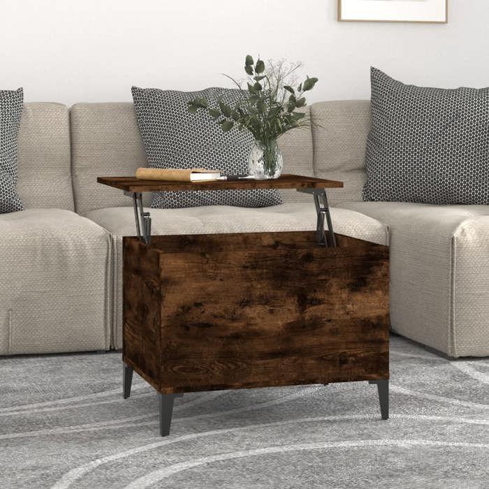 819577 vidaXL Coffee Table Smoked Oak 60x44.5x45 Cm Engineered Wood