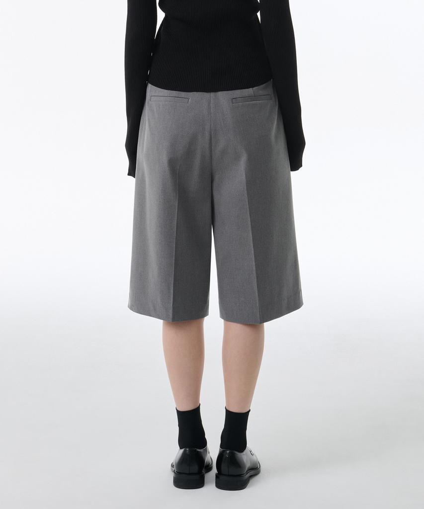 MUSINSA STANDARD WOMAN Women'S Low Waist Bermuda Hidden Banding Wide Half Slacks [Melange Gray]