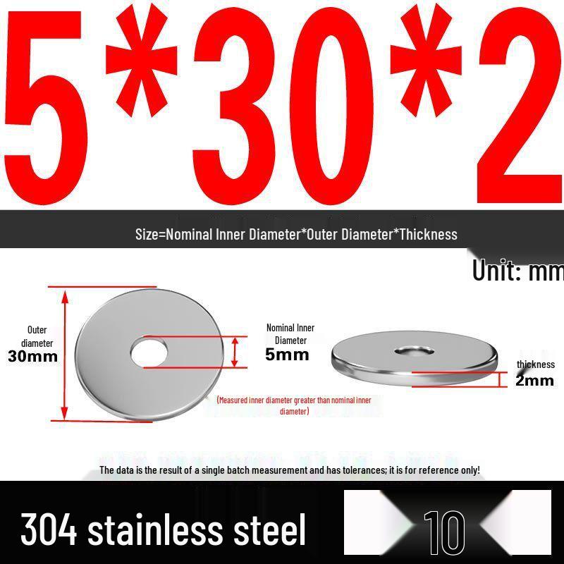 Thickened 304 Stainless Steel Flat Washer Spacer (M2-M36)