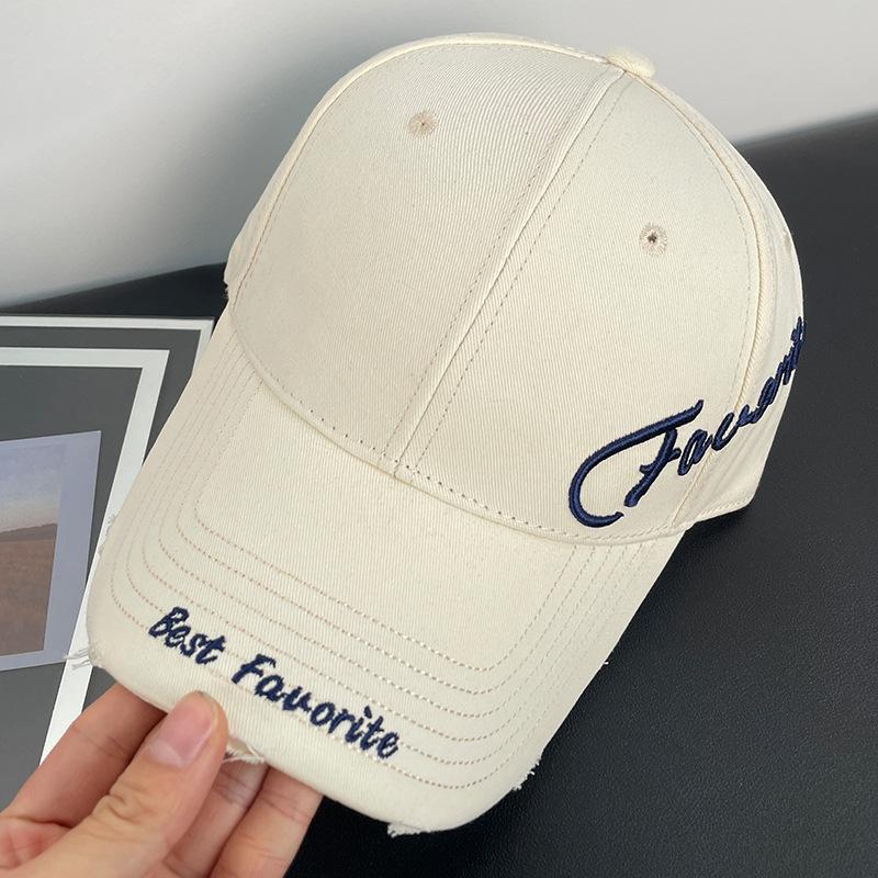 Shade Side Letter Embroidery Versatile Hardtop Wide Brim Peaked Cap Female 56-62CM