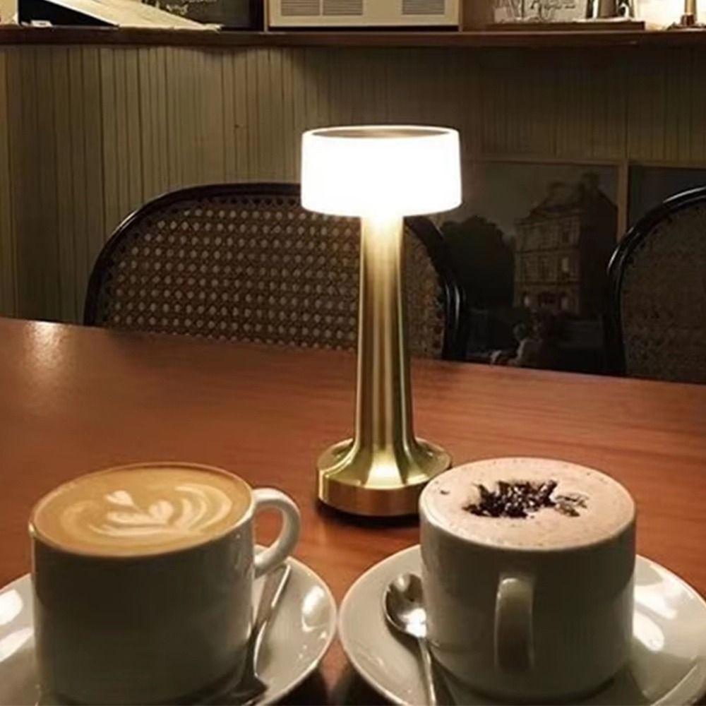 Dimmable Retro Table Lamp Cordless Bedside Ambient Lights Rechargeable Desk Light Hotel Decor