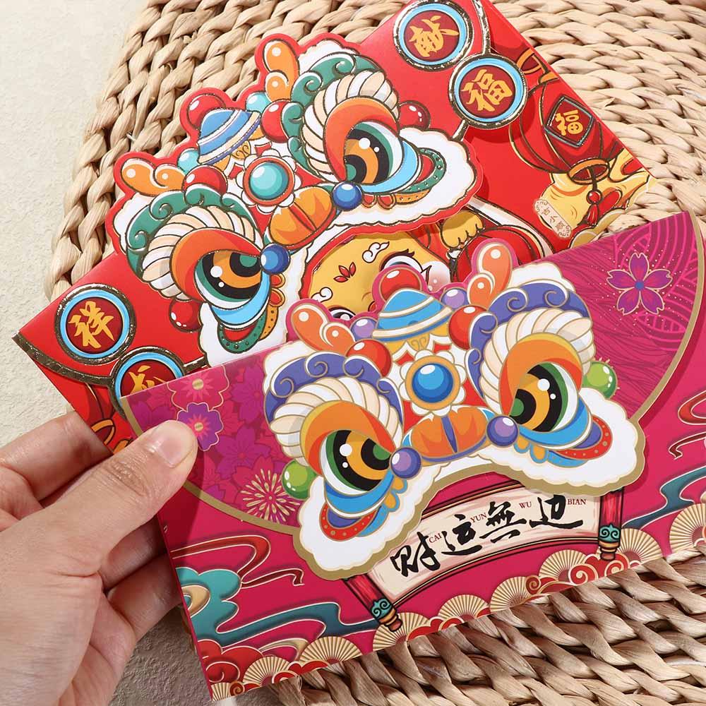 1pcs Lion Dance Dragon Year Red Envelope Red Cartoon Luck Money Envelopes Cute Chinese Style Lucky Money Pocket Chinese New Year