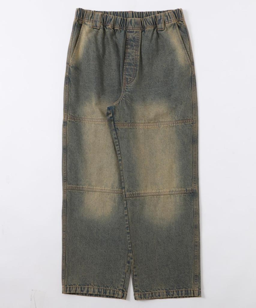 WEGO Double Knee Easy Vintage Size Lightly Denim Finish Men's Pants, Bottoms, Fall/Winter Clothing, Streetwear, Style, Gift, M,