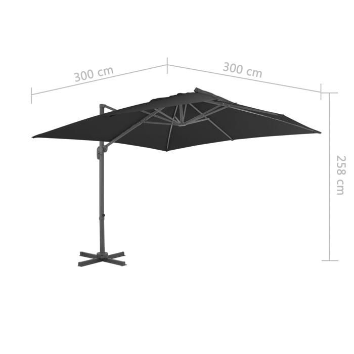 VidaXL Cantilever Garden Parasol with Aluminum Pole, Patio Sunshade, Sun Shelter, Terrace Parasol 44636