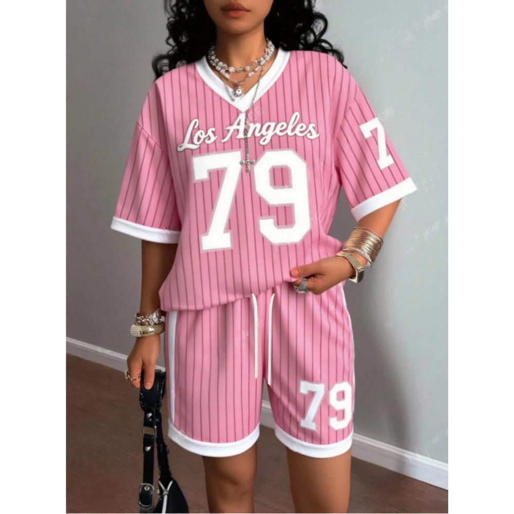 Europe And The United States Women Casual Suit Women's T-Shirt + Shorts Women Tracksuit 2 Pieces Set Women Clothing