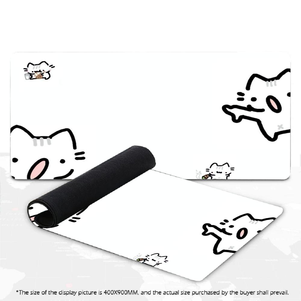 Cute Cat Flower Garden Large Gaming Desk Mat Non Slip Stitched Edge Smooth Mouse Pad For PC Gamer Laptop Office Desktop Decor