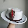 Fedora Hut Pork Pie Hut Papa Woll Flacher Hut Jazz Hut Für Damen Herren Spieler Boater Trilby Hut Hut Feder Zubehör