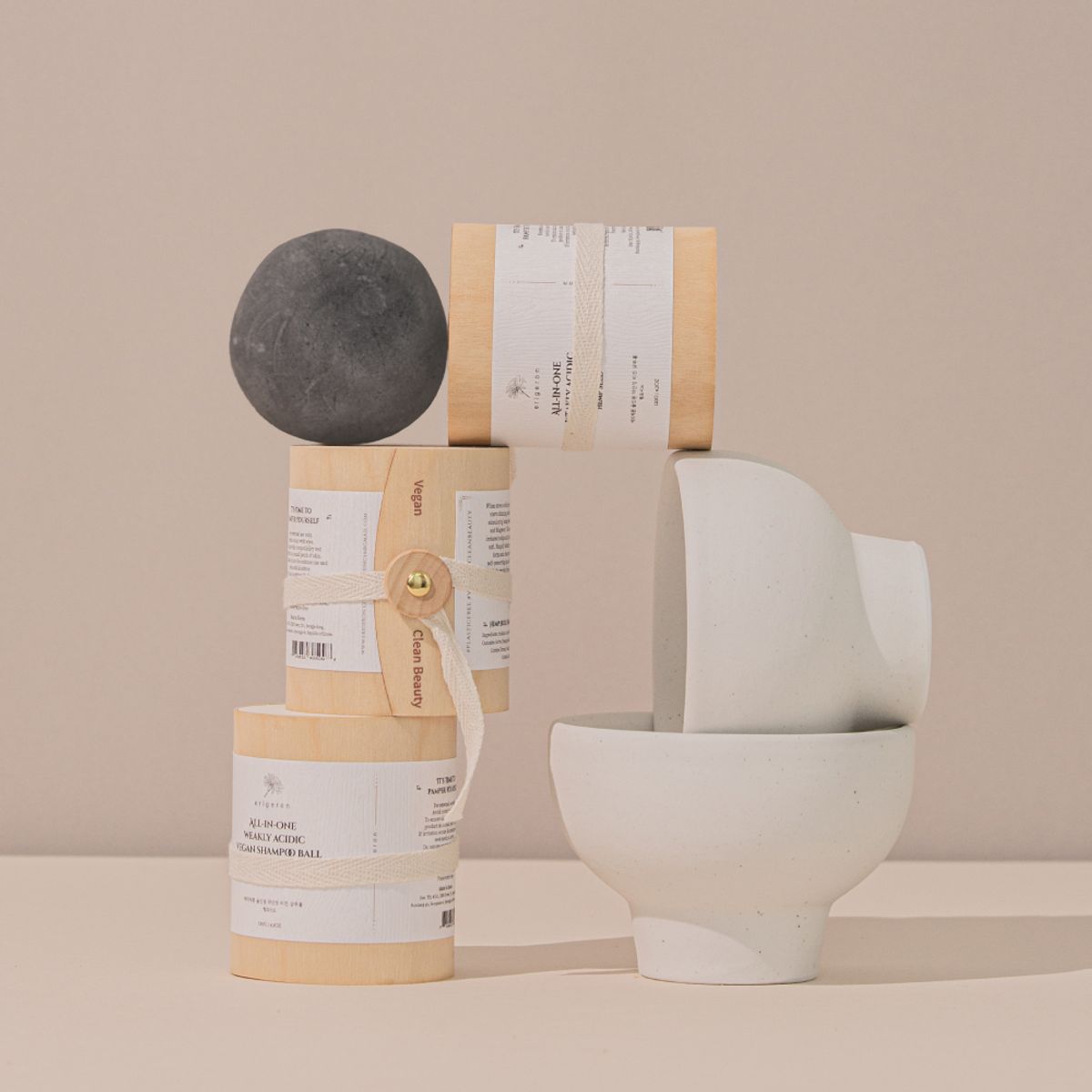 All-in-One Vegan Shampoo Bar - Black Charcoal + Birch Wood Package