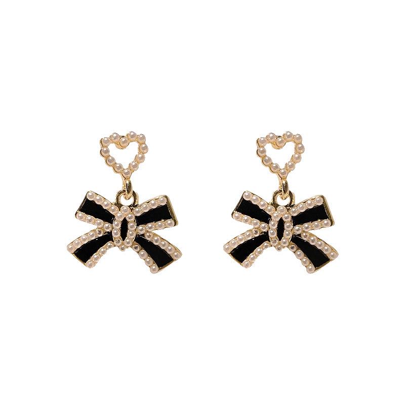 Elegant Silver Needle Diamond Bow Earrings - Luxurious, High-Quality Fashion for Women