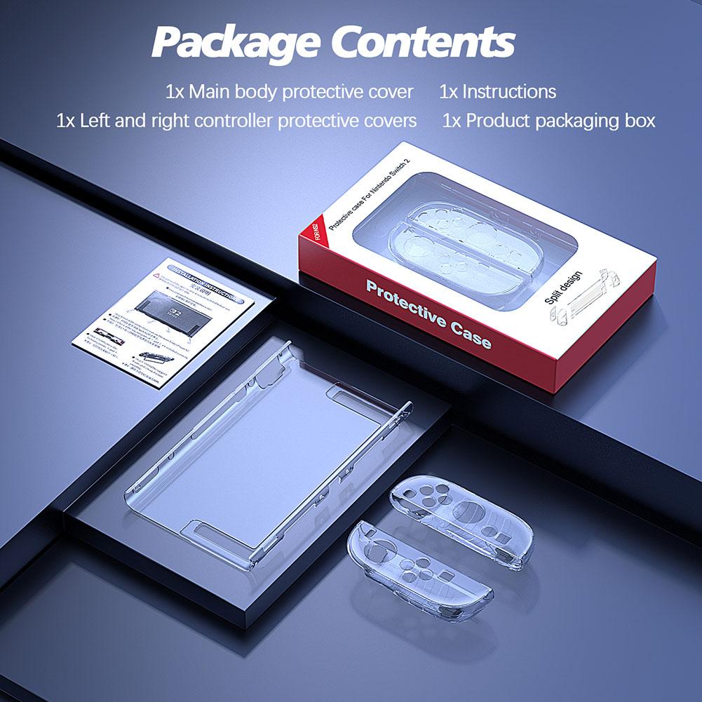 Transparent Protector Cover Anti-Scratch Protective Case Shockproof Game Console Cover Split Design for Switch 2 Accessories