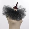 Layered Ruffled Mesh Neck Ruff Renaissance Victorian Metallic Foil Tulle Faux Collar Shawl Choker for Themed Parties