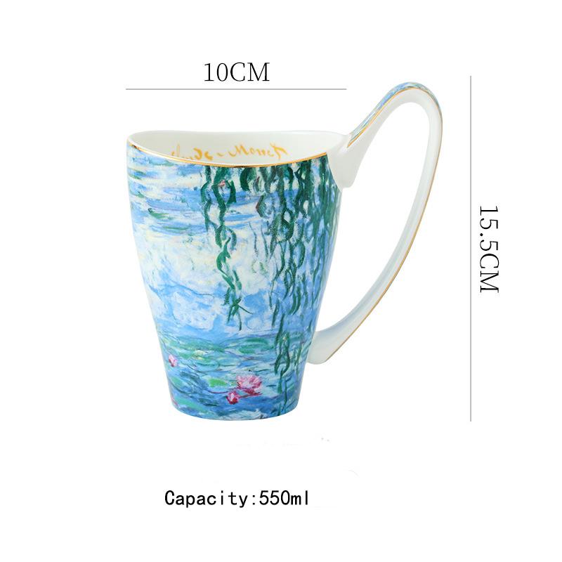 550ml Bone China Porcelain Cups with Large Handle for Tea Cocoa or Hot Chocolate Christmas Mugs birthday Gifts for Women Friends