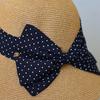 Hepburn style polka dot bow big brim straw hat elegant retro fashion spring and summer sun protection beach bucket hat
