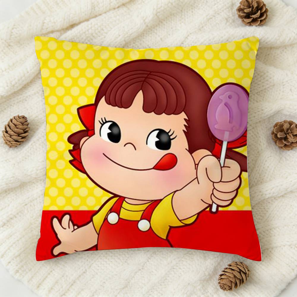 FFujiya candy logo Doublesided Printed Square Decorative Cushion Cover for Sofa Living Room Home Decor