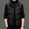 Men's High-End Hooded Down Vest - Autumn/Winter Stand Collar, 90% White Duck Down, Warm & Trendy Jacket for Middle-Aged and Young Adults.