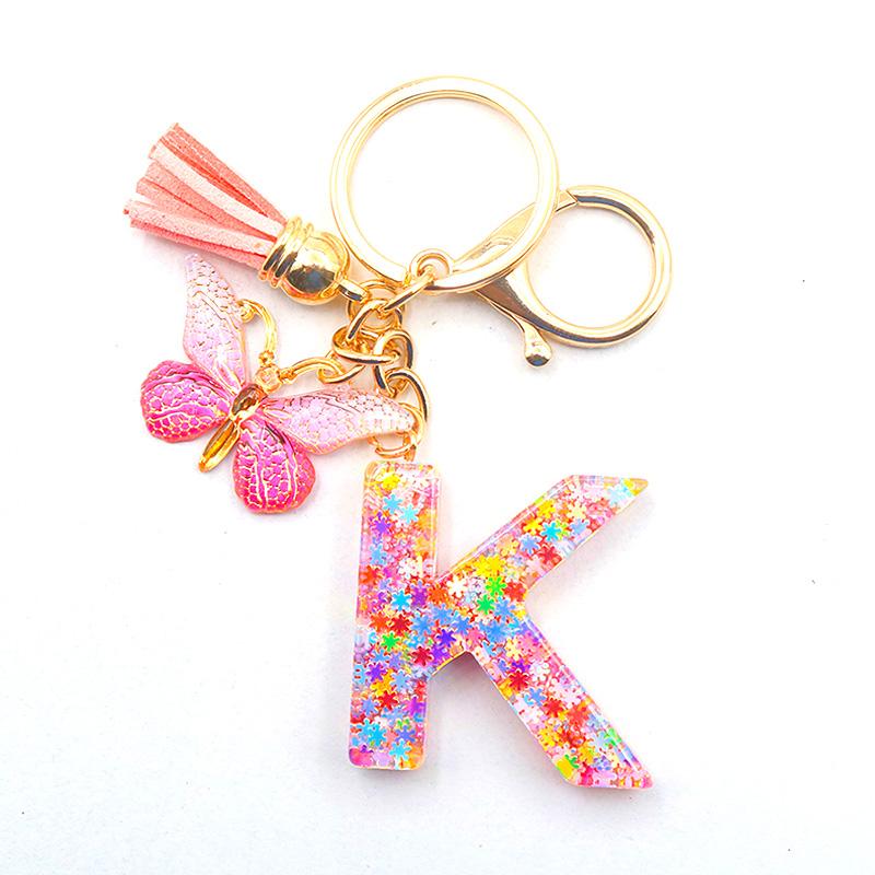 OKAICEN Gold Plated Alphabet Initial Letter Keychain - Crystal Butterfly Design Keyring For Women, Girls, Bag Charm (Letter M) - View #2
