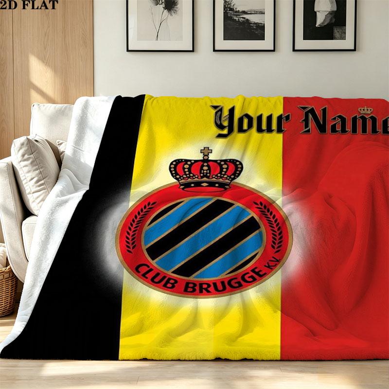 1PC Club Brugge KV Custom Name Patterned Flannel Blanket Suitable For All Seasons for Home Decor Warmth and Comfort Gifts Holiday Present