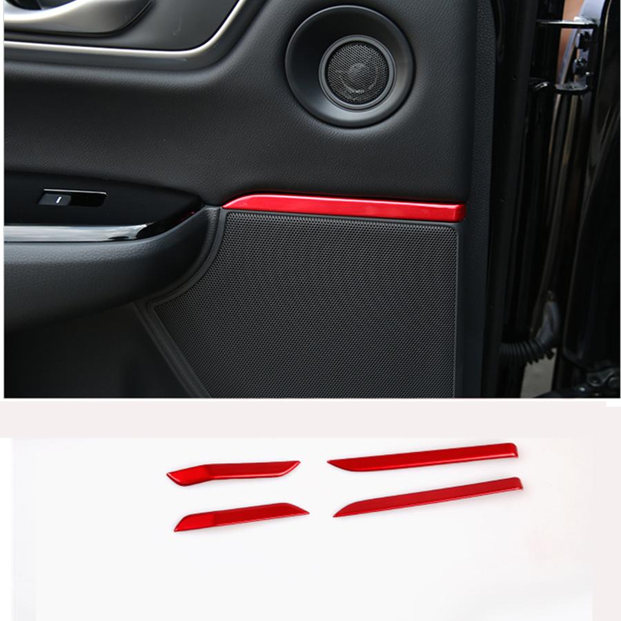 For Honda CRV CR-V 2017-2021 Red Inner Car Door Speaker Cover Trim 4pcs