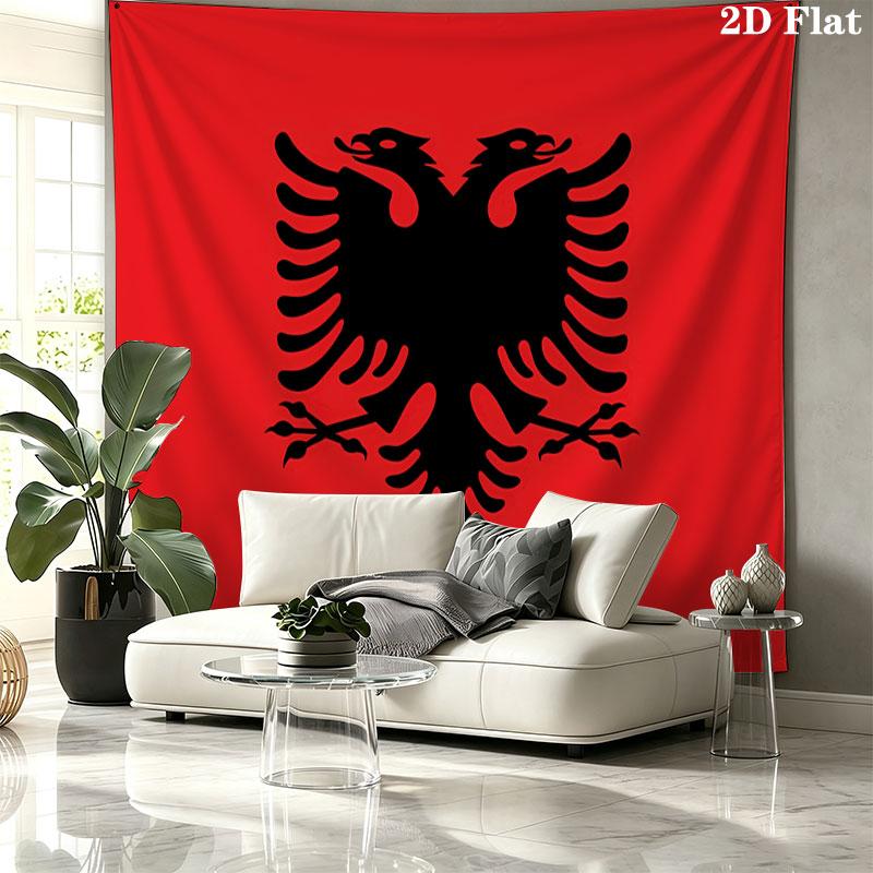 Republic of Albania Wall Tapestry Aesthetic Wall Hanging Printed Fabric Blanket Decorative Tapestries for Bedroom Living Room Home Decor