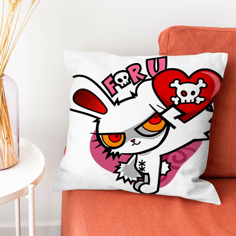 BBloody Bunny Pillow Case Plush Fabric Soft DoubleSided Printed Sofa Warm Winter Home Gift Cushion Cover