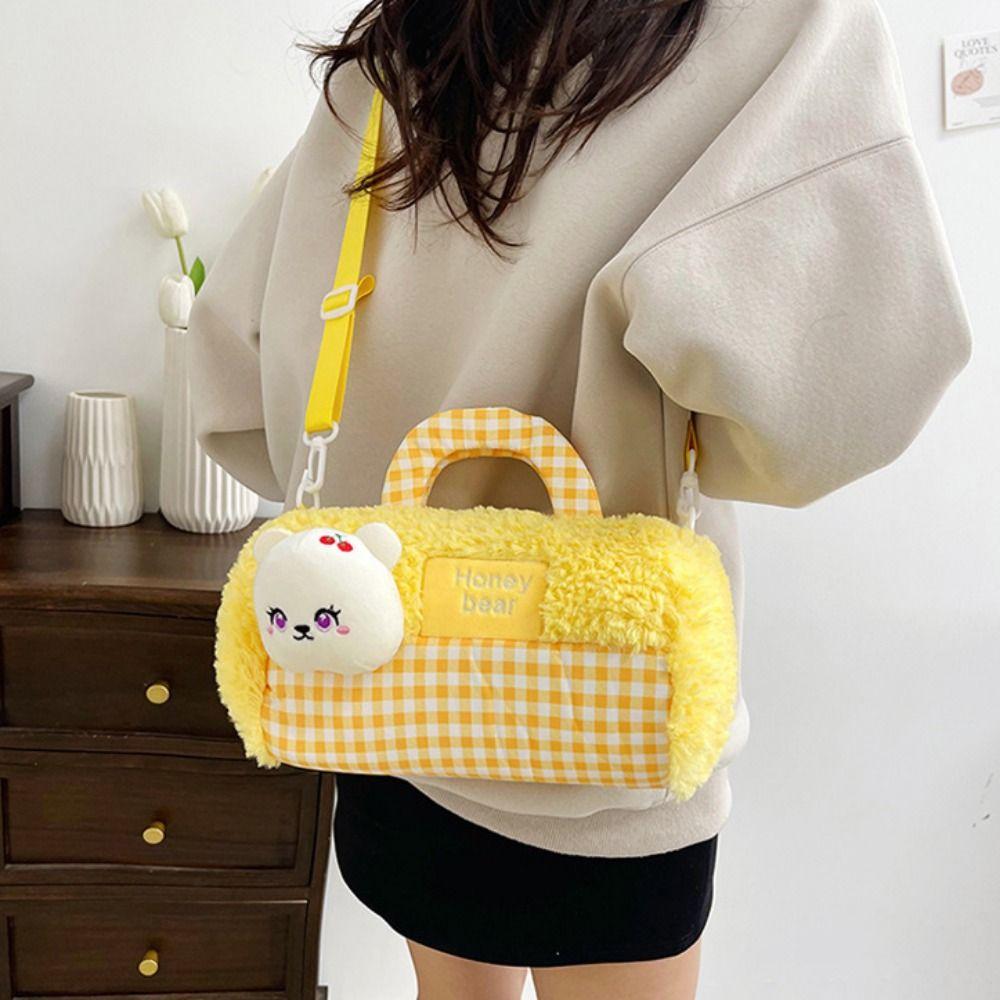Phone Bag Doll Shoulder Bag Animals Cartoon Plush Schoolbag Cylindrical Plush Backpack  Lady