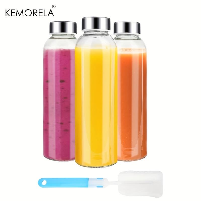 3/4/6 шт. Прозрачные стеклянные бутылки с крышками 530 мл, Многоразовые стеклянные бутылки для воды с крышкой из нержавеющей стали для сока, молока, чая 500ml