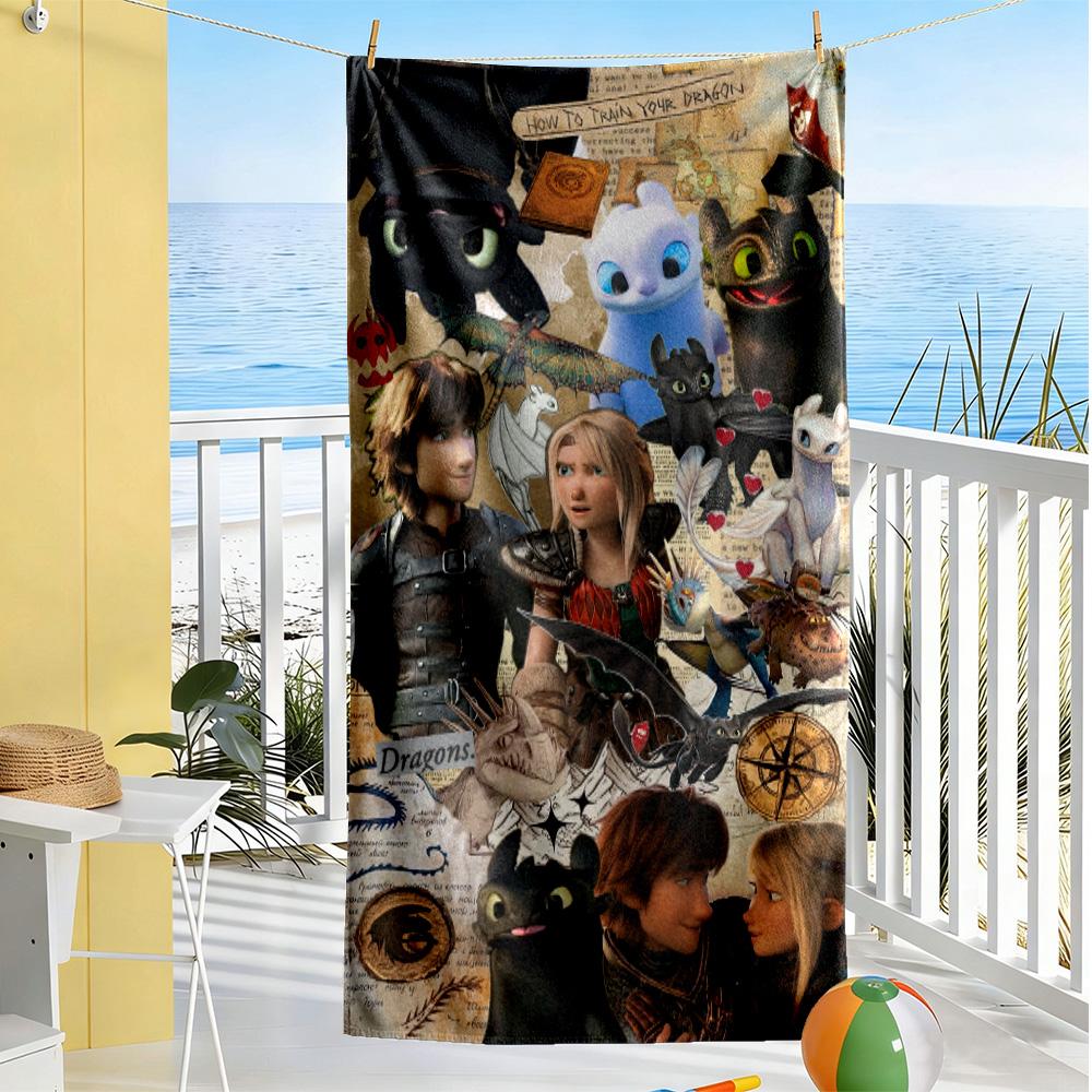 How Train Dragon1 Beach Towel Super Soft Microfiber Quickdry Fabric Comfortable Lightweight Suitable for Swimming, Gym, Camping, Yoga Vacation