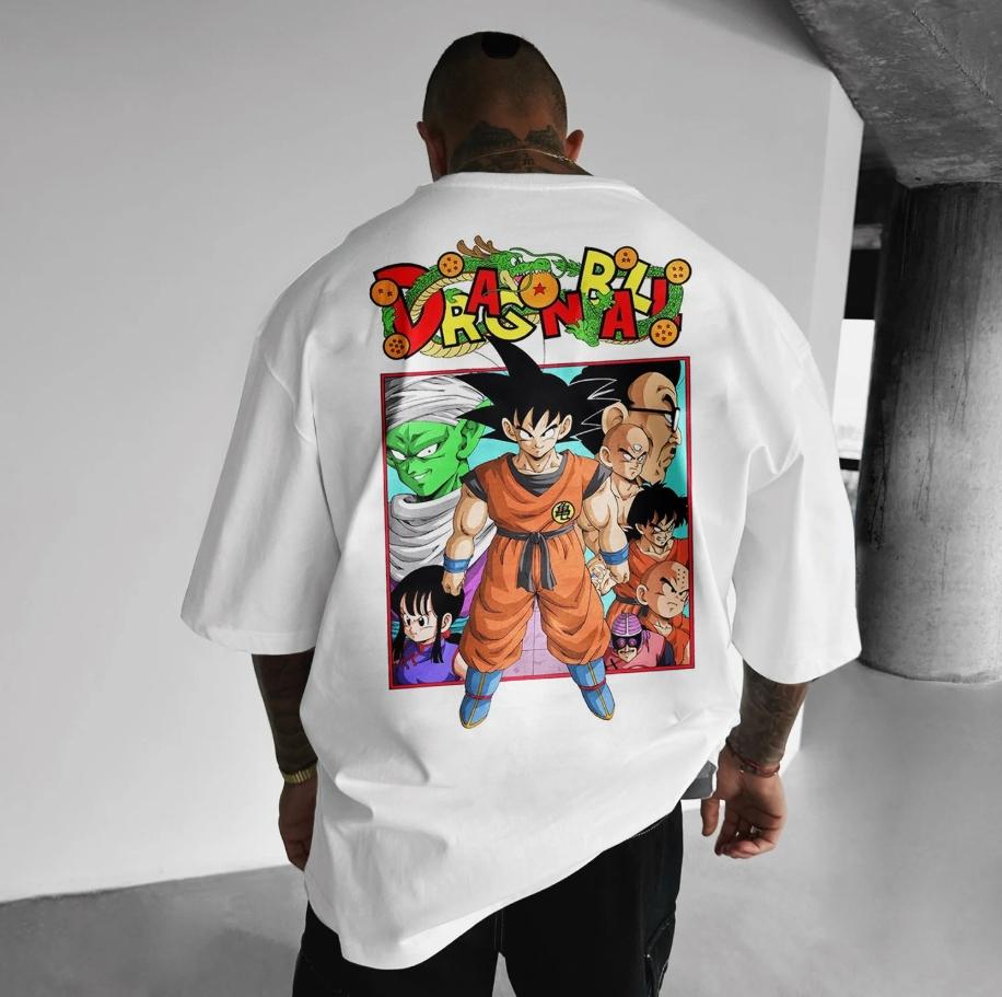 2025 Japanese Retro Dragon Ball Super Saiyan Cartoon Animation Printing Short Sleeve Personalized Loose Design T-shirt