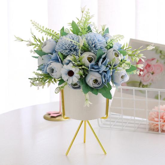 1/5/6Pcs Artificial Rose Bouquet 7 Fork Fake Silk Flower with Green Leaves Home Wedding Party Table Centerpiece Indoor Outdoor Faux Bloom Decoration